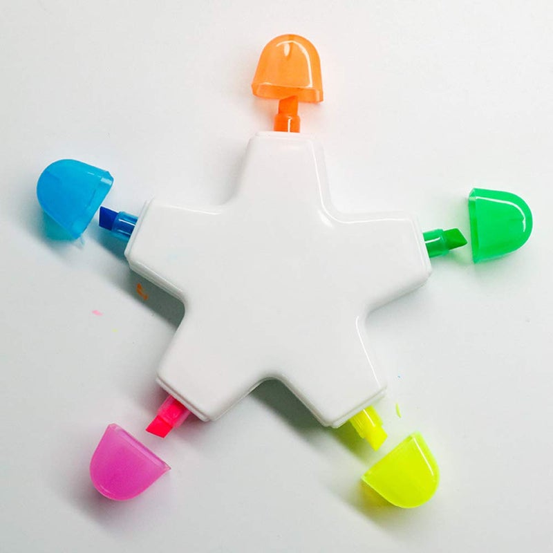 HiKin Brush Tip Highlighters, Creative Star Shape Light Color Fluorescent Pens Markers with 5 Colors, Great for Journal Planner Note Taking and Coloring Book, Non-Toxic & Odorless Watercolor. - Image 2